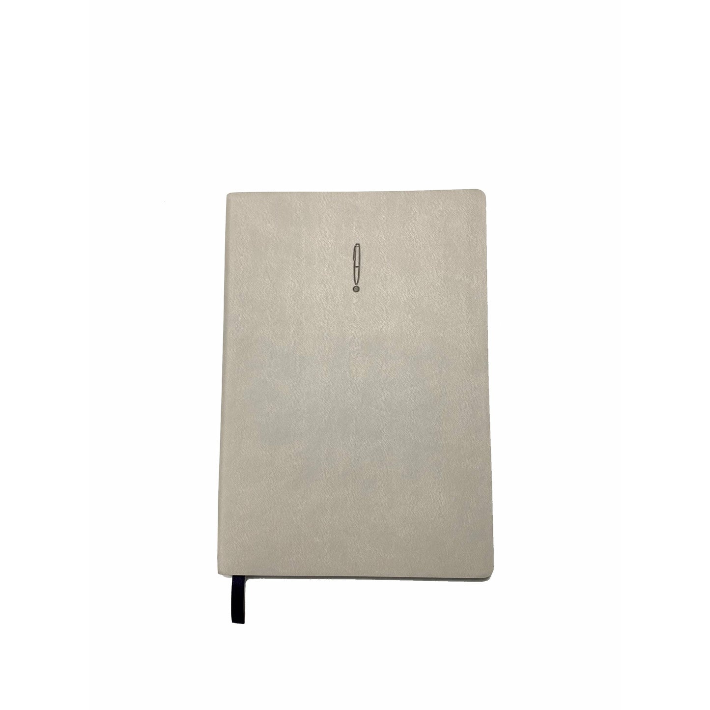 gray pu leather journal with purple satin ribbon and Write Mind Studio pen logo on front